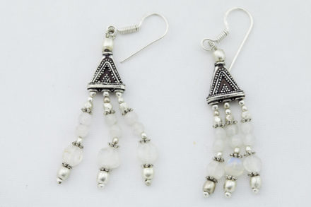 BOUCLES OREILLES PIERRE DE LUNE ARGENT