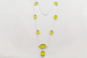 collier glass stone jaune
