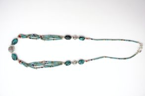 Collier Tibetain en Lapis-lazuli Turquoise  corail