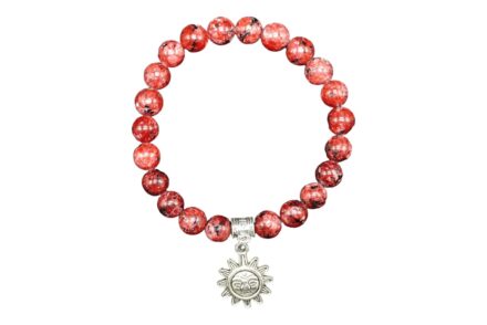 BRACELET pierres jaspe rouge et soleil argent