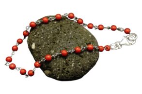 BRACELET ARGENT et pierre corail