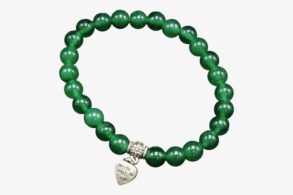 BRACELET pierres naturelles en onyx vert avec coeur