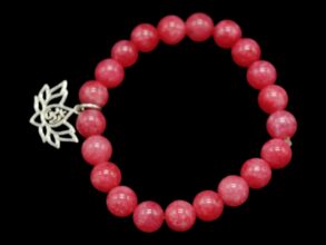 BRACELET pierre quartz rose et une fleur de lotus