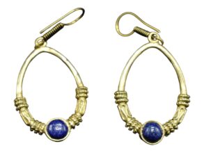 BOUCLES D’oreilles dorées AVEC PIERRE EN lapis-lazuli