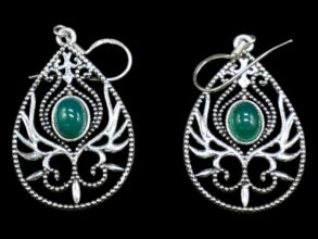 BOUCLES D’OREILLES argent filigrane et onyx vert