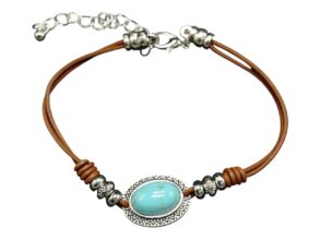 Bracelet en cuir avec pierre turquoise