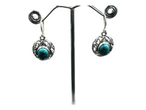 BOUCLES D’oreilles  ARGENT AVEC PIERRE EN TURQUOISE