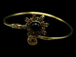 bracelet rigide en laiton grande Onyx noir