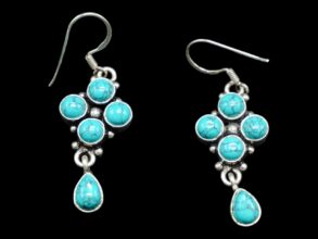 Boucles d’oreille argent 5 pierres en turquoise