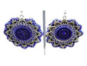 Boucles d’oreille fantaisie perles bleues