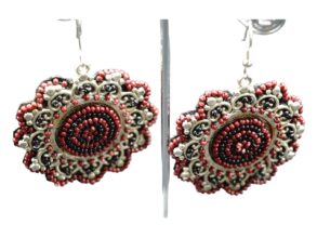 Boucles d’oreille fantaisie perles bordeaux