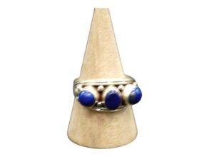 Bague Argent et 3 belles pierres en lapis-lazuli