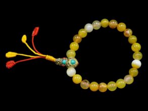 BRACELET pierres agate jaune cordon réglable