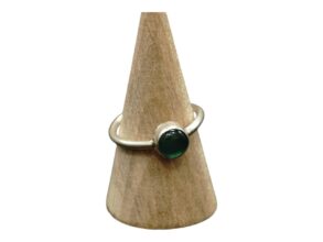 Bague Argent ajustable sobre avec une pierre ronde onyx vert