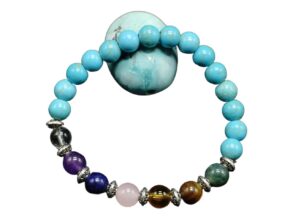 BRACELET pierres naturelles en TURQUOISE  7 chakras